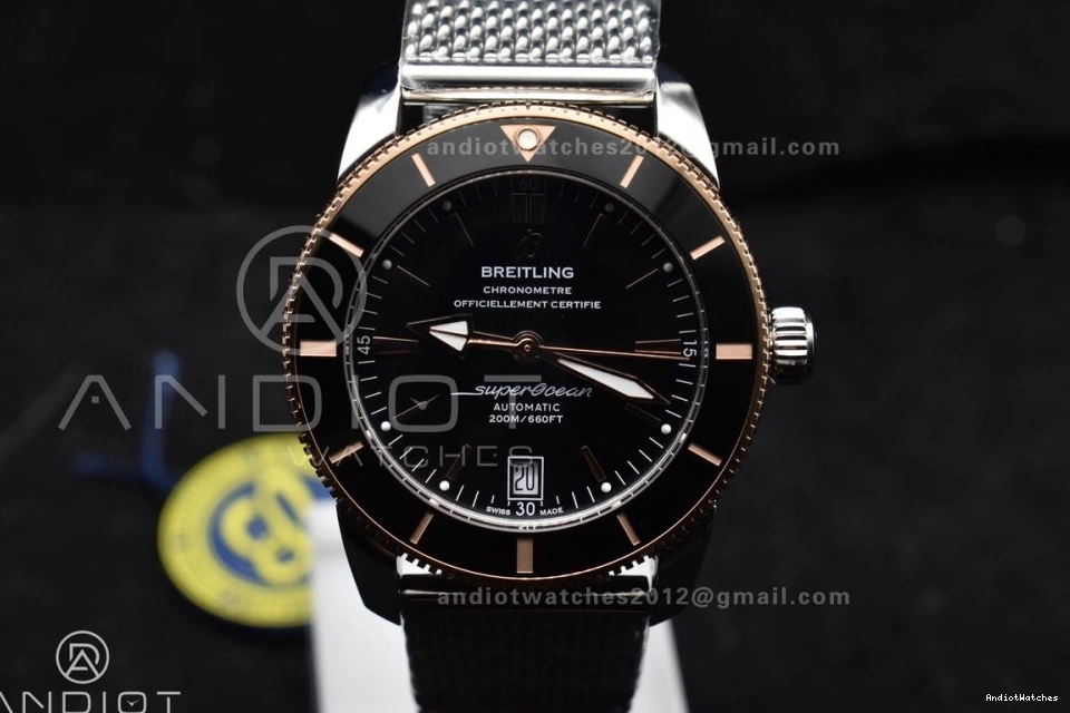 1173 Bezel on Heritage Durable Bracelet BLSF Black 42mm RG and Black A II Bezel SS Dial SuperOcean Ceramic Rubber 0926
